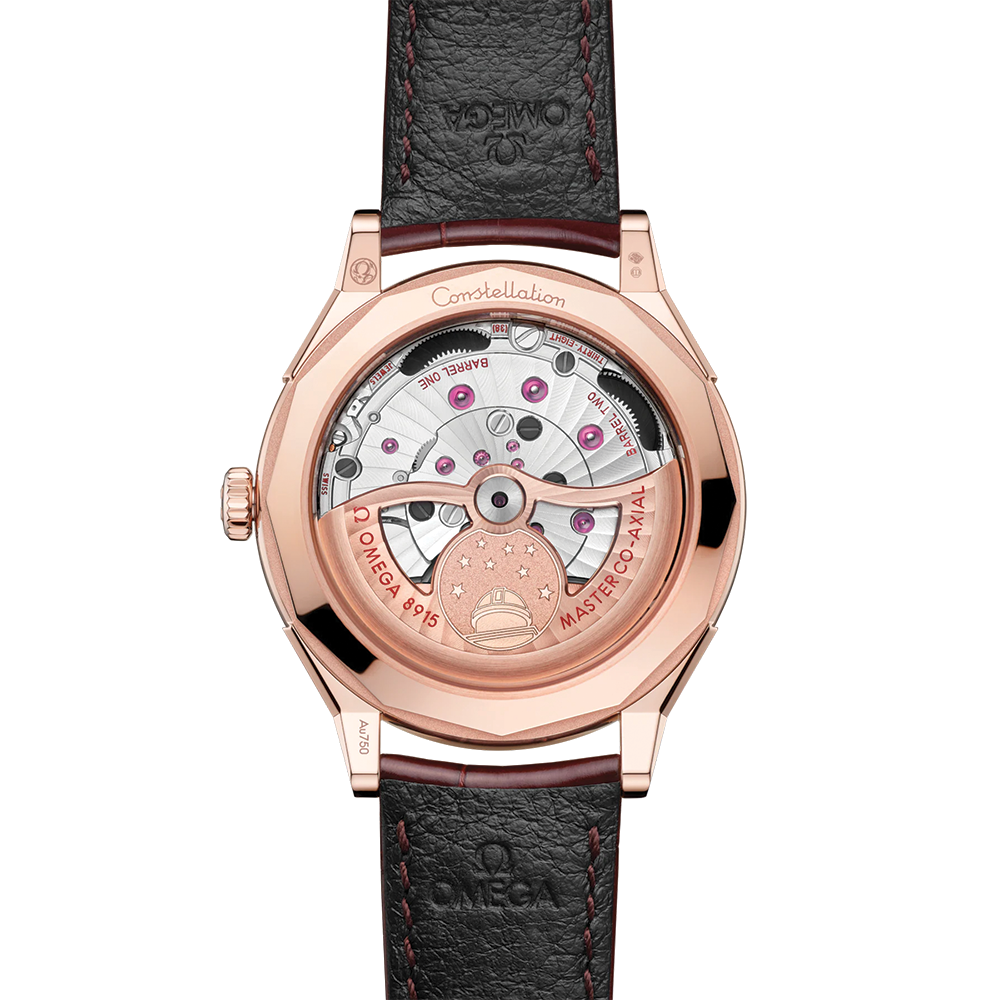 Constellation Observatory Sedna™ gold 39.4mm - Pink Gold on Leather Strap