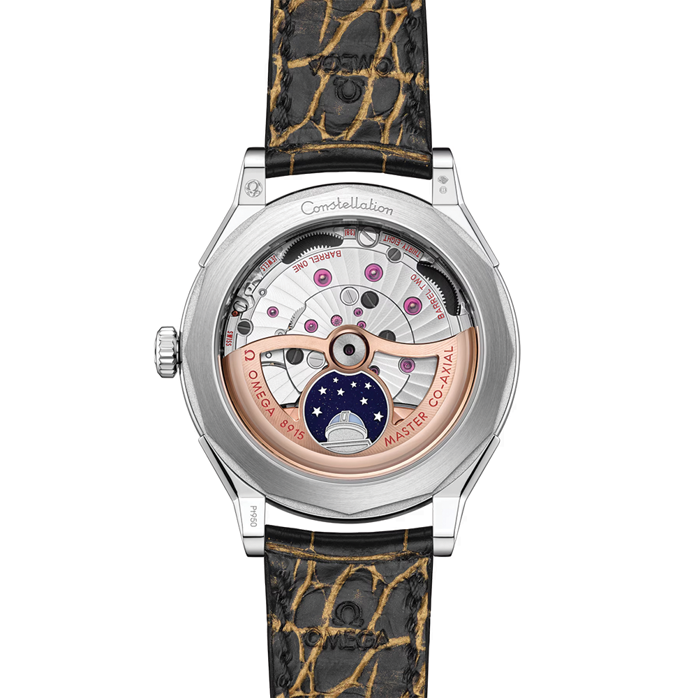Constellation Observatory Platinum Gold 39.4mm - Yellow on Leather Strap