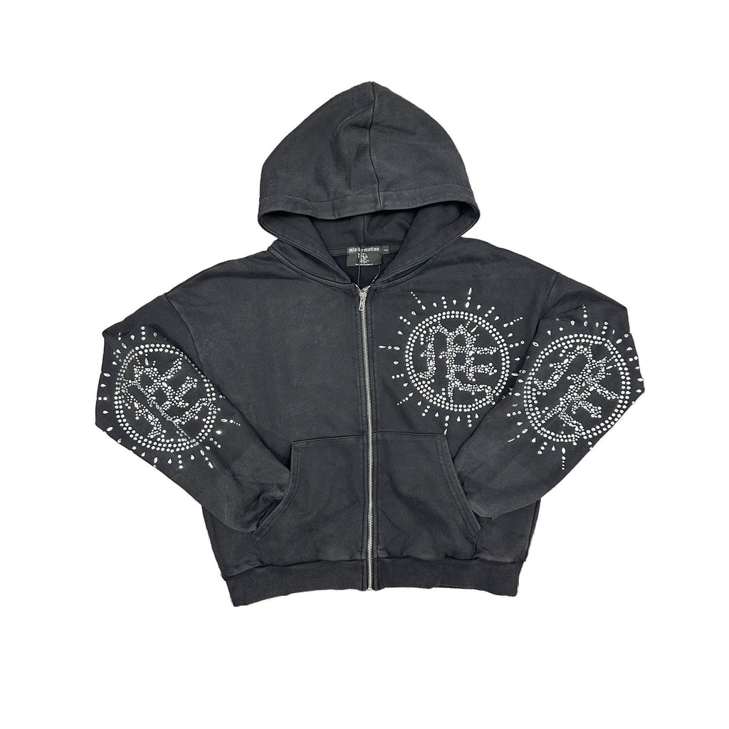 ‘Eclipse’ Grey Acid Wash Rhinestone Sweats