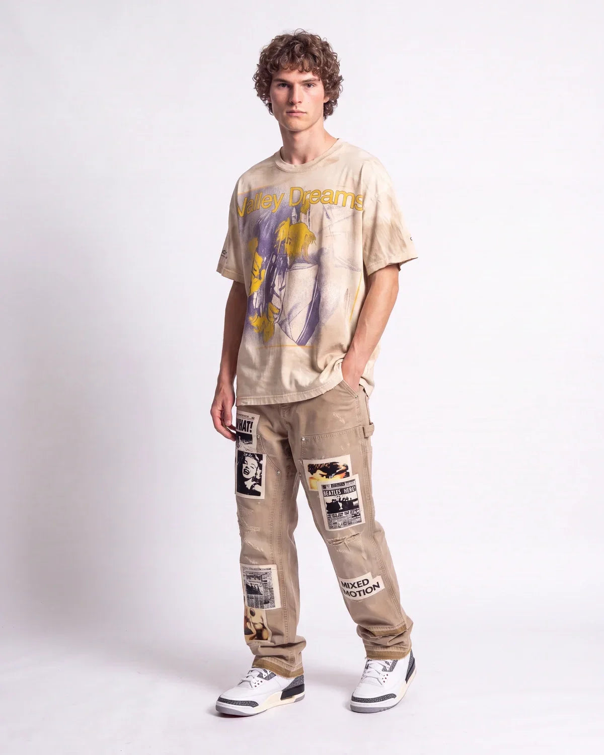 Mixed Emotions Newspaper Carpenter Pants Khaki