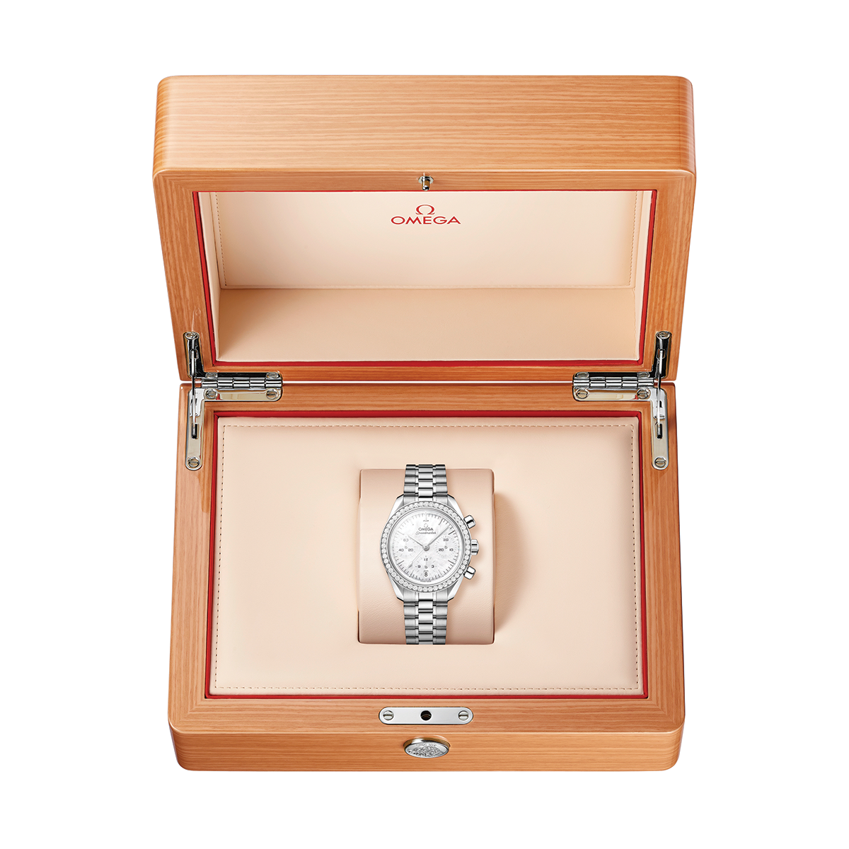 Speedmaster Chronograph 38mm - White, Mother-of-Pearl, Diamond-Set Bezel on Bracelet