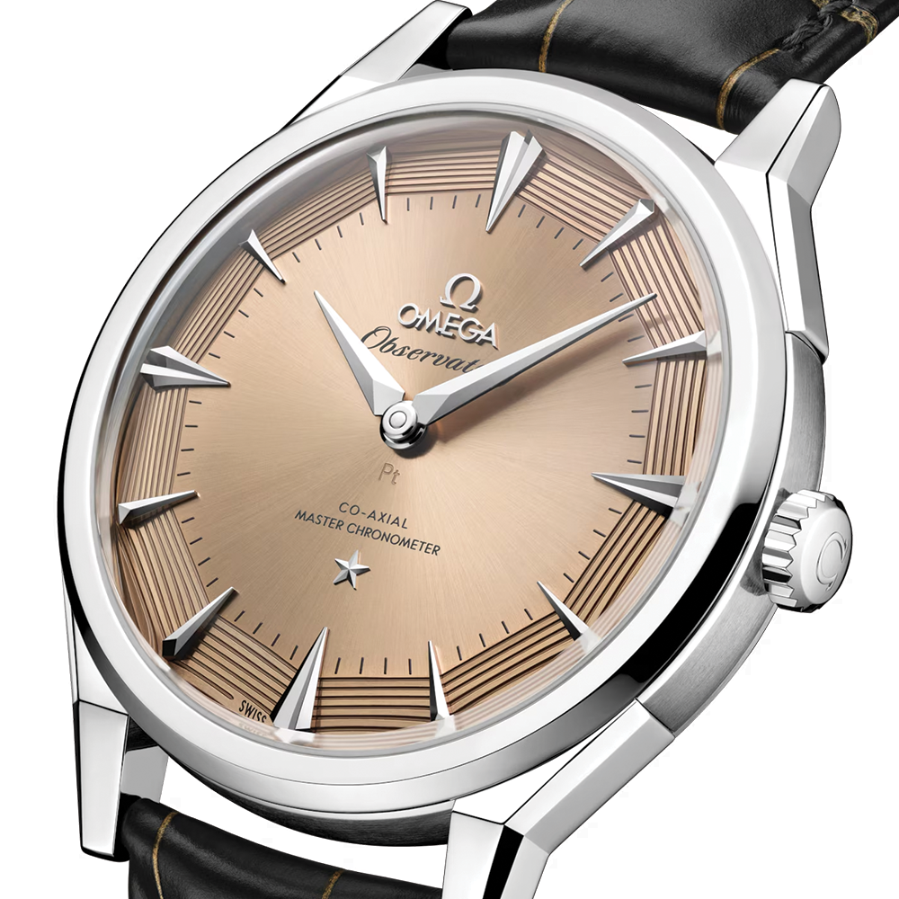 Constellation Observatory Platinum Gold 39.4mm - Yellow on Leather Strap