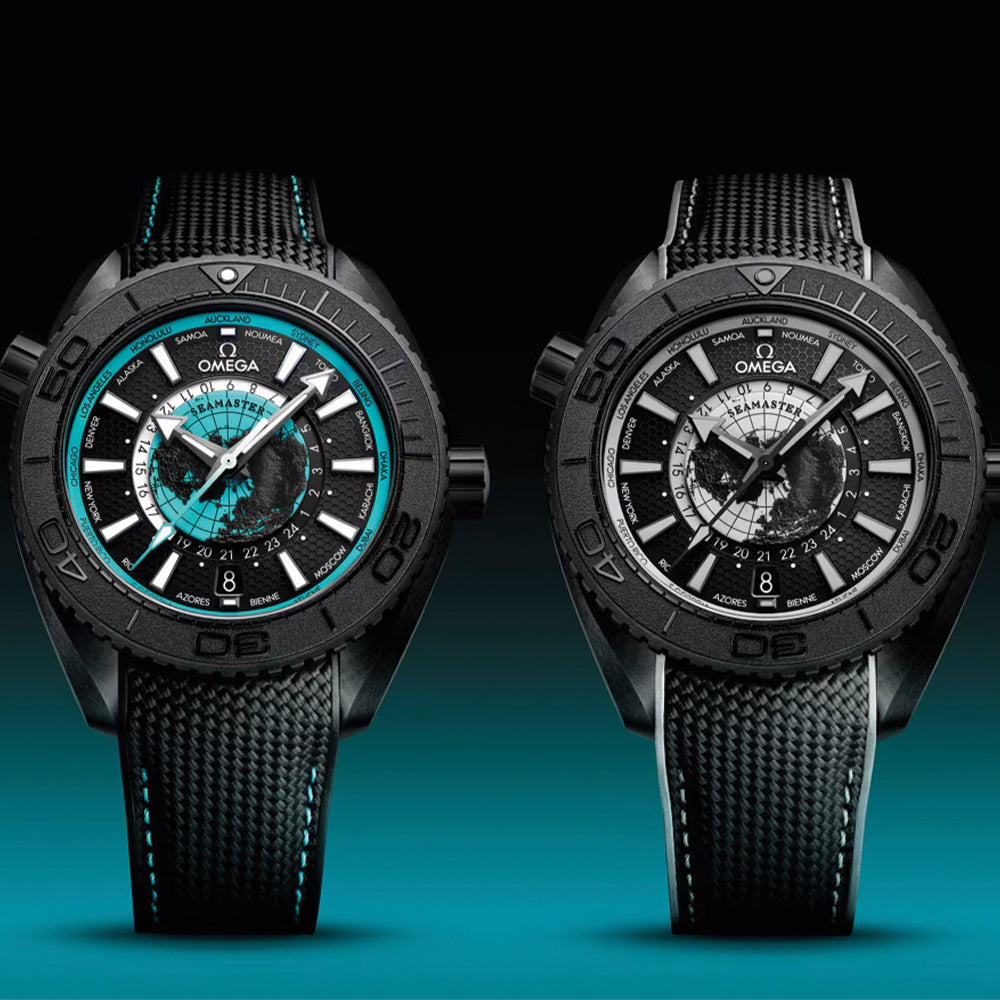 Seamaster Planet Ocean 600M Black Ceramic 45.5mm - Black and Turquoise on Rubber Strap