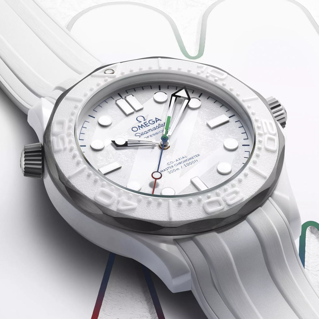 Seamaster Diver 300M Paralympic Milano Cortina 2026 43.5mm - White on Rubber Strap