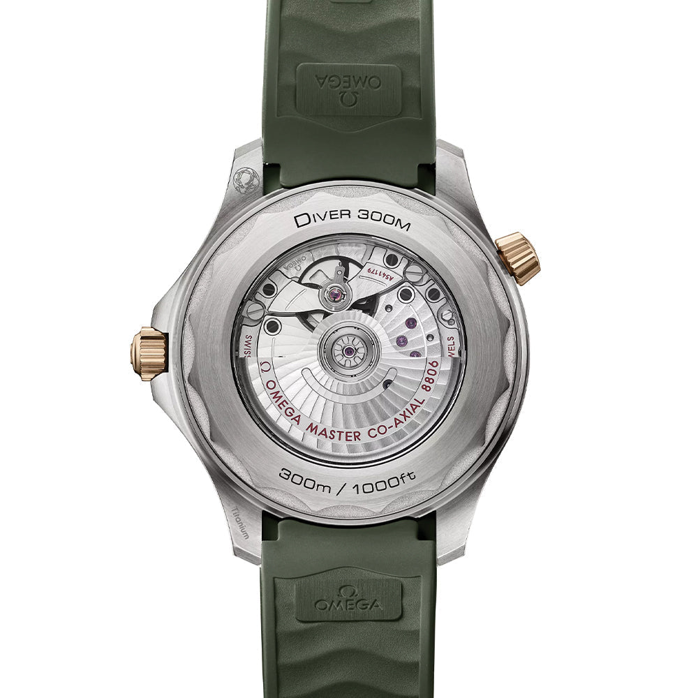 Seamaster Diver 300M Titanium and Bronze Gold 42mm - Green on Rubber Strap