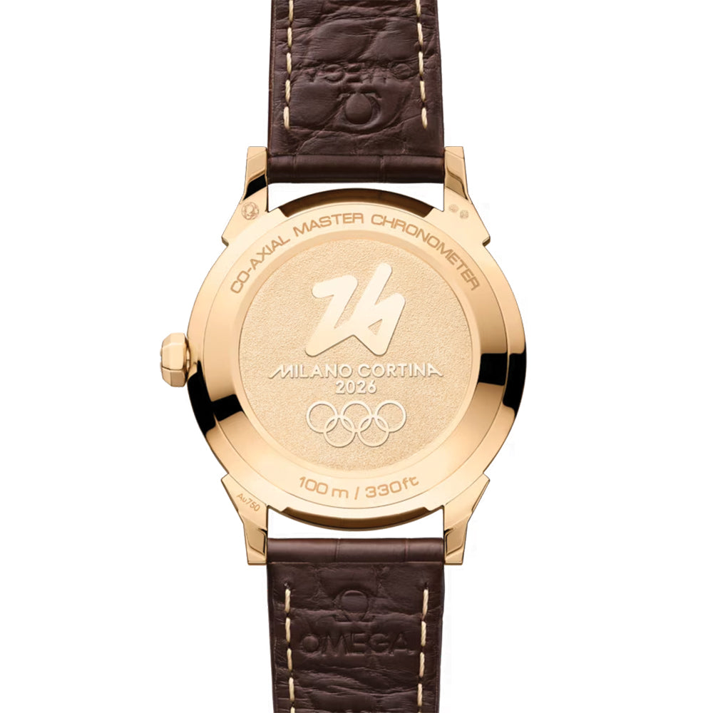 Seamaster Heritage Milano Cortina 2026 Moonshine‚ Gold 37mm - White on Leather Strap