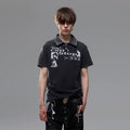 Light Asian street punk vintage waffle style shoulder T-shirt short sleeved men's summer boxy version short polo shirt