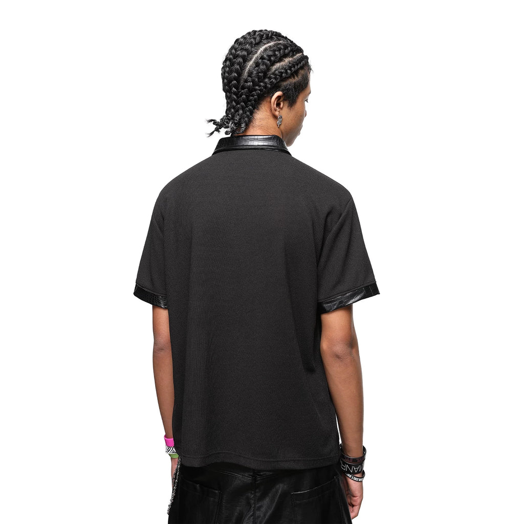 TREND ST American Street Thorn Gothic Printed Polo Shirt Men's Short sleeved T-shirt Vintage Light Asian Top