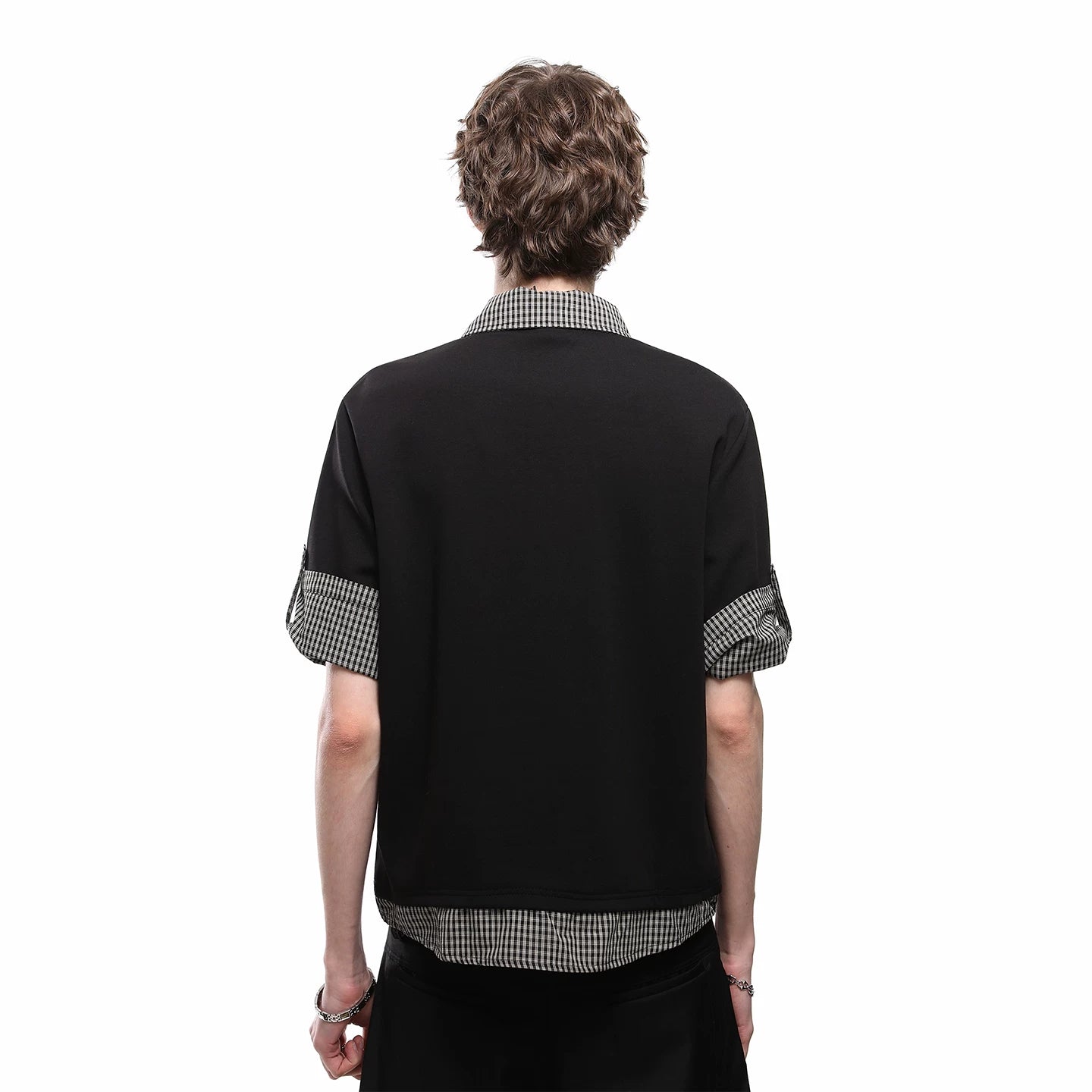 College style vacation two polo shirts short sleeved men's summer contrasting plaid casual T-shirt vintage versatile top