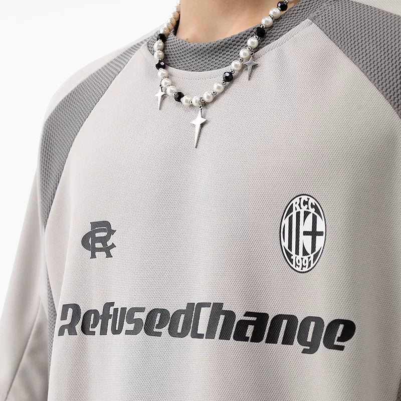 Summer fashion brand contrast color sports jersey design fitness short-sleeved t-shirt for men and women couples loose breathable half-sleeved TEE