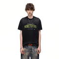 American retro tie dye distressed small collar short sleeved T-shirt for men's summer street ruff handsome print pure cotton half sleeved T-shirt