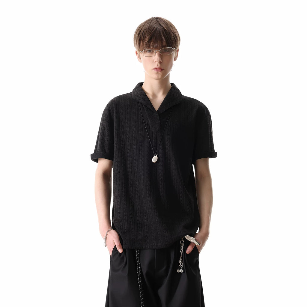 TREND ST old money style clean fit short sleeved T-shirt men's summer polo shirt new noble texture knitted top