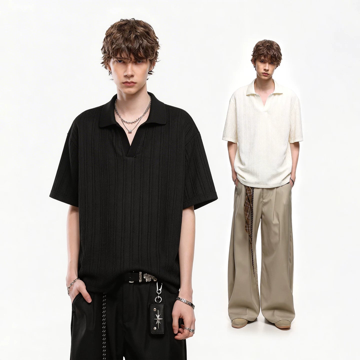 [Old Money Style Jacquard Texture] TREND ST Summer Knitted Polo Shirt Short Sleeve Men's Casual Half Sleeve T-shirt