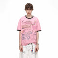 TREND ST American retro fun printed T-shirt short sleeved for men and women in summer, loose and lazy, versatile for couples, half sleeved