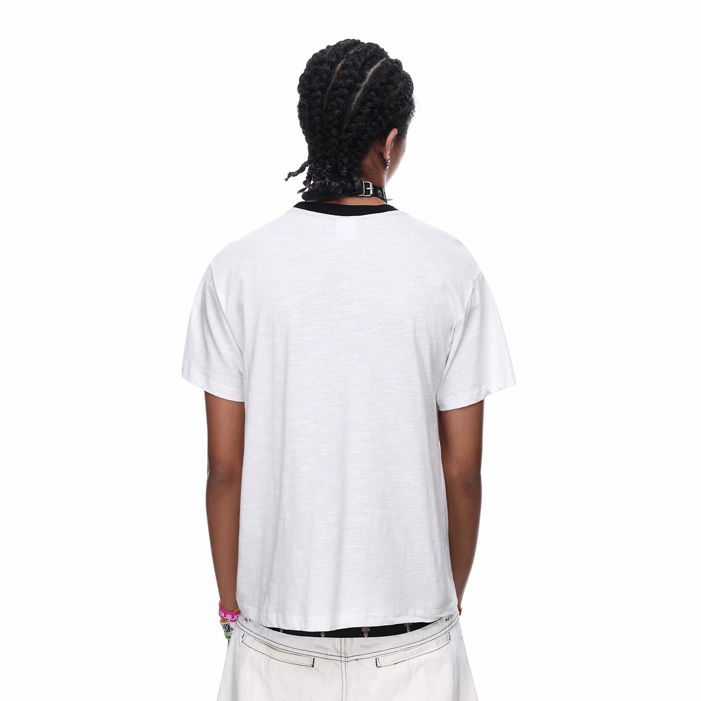 TREND ST American High Street Front Shoulder Boxy Short Style Printed Short Sleeve T-shirt for Men's Summer Hip Hop Band TEE