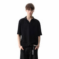 TREND ST vintage style seagull collar short sleeved polo shirt for men, summer loose texture flip collar knitted T-shirt