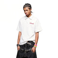 TREND ST Trendy American Retro Letter Embroidered Polo Shirt Short Sleeve Men's Summer Loose Couple Half Sleeve T-shirt