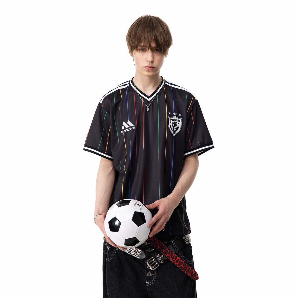 TREND ST2026 FIFA World Cup No. 10 jersey, V-neck striped jersey, men's and women's summer sports short sleeved T-shirt