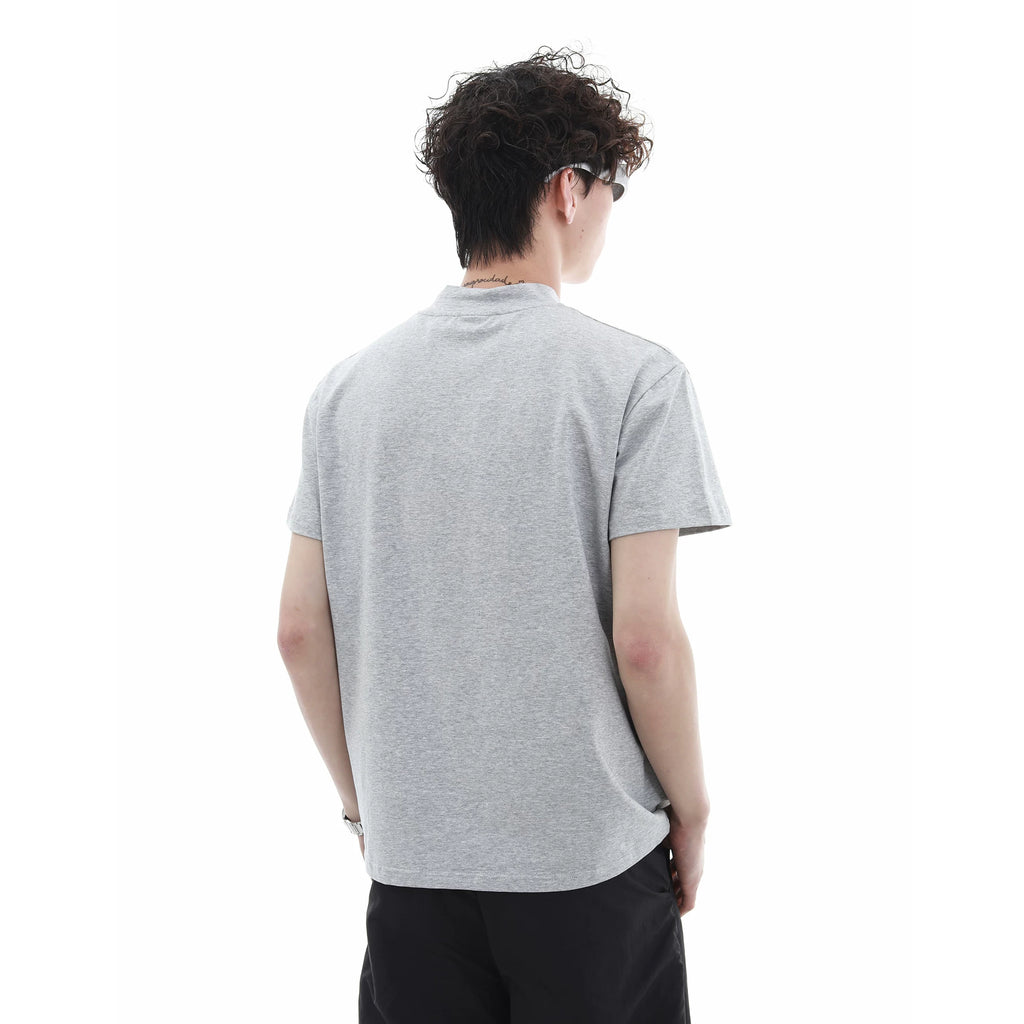 Summer niche letter printed high round neck casual short sleeved shirt for men and women, American style short cut, slim fit, elastic shoulder T-shirt trendy