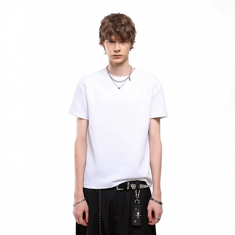 TREND ST American Boxy Edition Short Clean Fit Shoulder Short sleeved T-shirt Men's Summer Solid Color Couple T-shirt