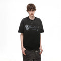TREND ST Summer Loose Heavy Weight 300g Pure Cotton Short sleeved Men's American Retro Washed Outdated Printed T-shirt