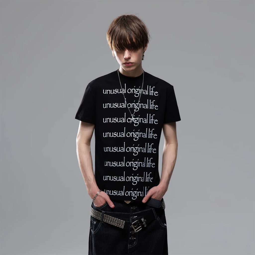 TREND ST American Retro Slogan Printed Sorona Cool T-shirt Men's Summer Boxy Short Shoulder Short Sleeve