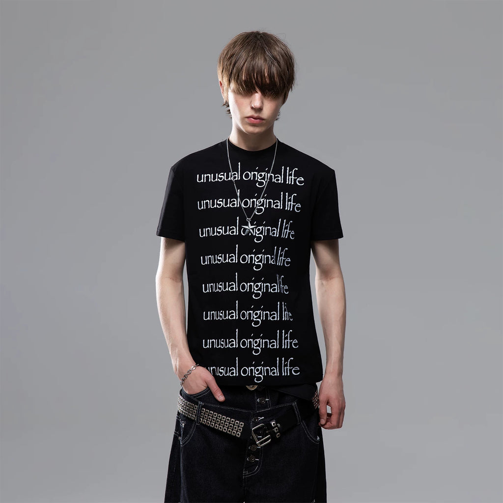 TREND ST American Retro Slogan Printed Sorona Cool T-shirt Men's Summer Boxy Short Shoulder Short Sleeve