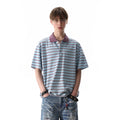 TREND ST retro contrasting striped polo shirt short sleeved men's summer 2026 new loose casual collar T-shirt