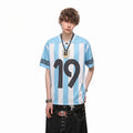 TREND ST 2026 World Cup jersey size 19 vertical stripe V-neck top men's and women's football sports short sleeved T-shirt