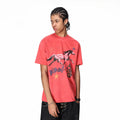 Vintage washed vintage printed short sleeved T-shirt with the theme of 'galloping horse', suitable for both men and women in summer, loose and casual couple's T-shirt