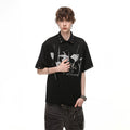 Original Design Light Asian Punk Character Printed Polo Shirt Short Sleeve Men's Summer Retro Loose Rivet Collar T-shirt