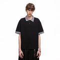 American retro fake two piece polo shirt short sleeved men's summer plaid lapel couple T-shirt cleanfit half sleeve