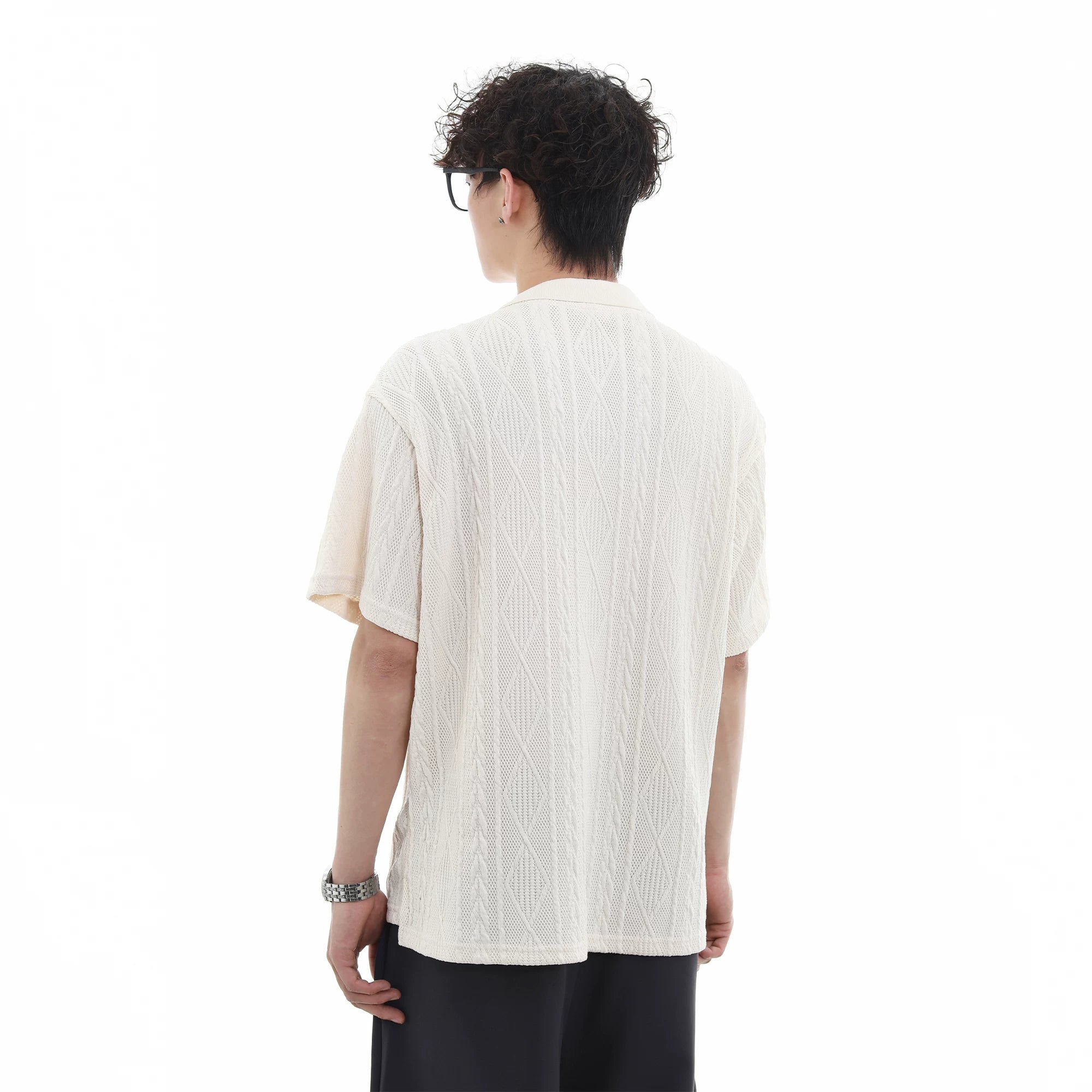 Young Master's Money Style Texture Knitted Short Sleeve Polo Shirt Men's Summer Trendy Brand Loose Leisure Breathable Collar T-shirt
