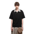 Chao Street Original Genuine Thousand Bird Grid Splicing Polo Collar Super Cool Ice Feeling Loka Air Layer Short Sleeve T-shirt