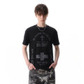 TRENDST street punk light Asian style vintage front shoulder short sleeved T-shirt for men's summer gothic printed waffle top