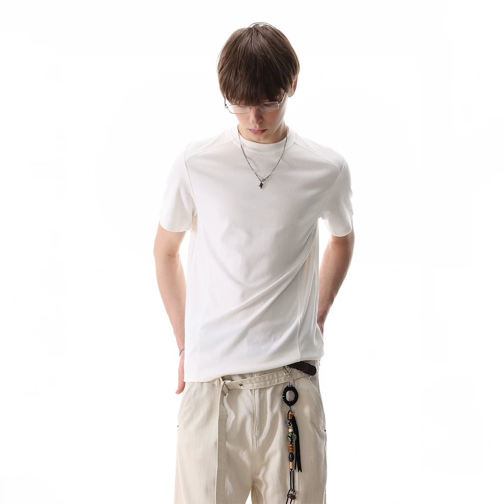 TREND ST summer slim fit elastic short sleeved T-shirt for men and women, simple and short style, small neckline, shoulder length top
