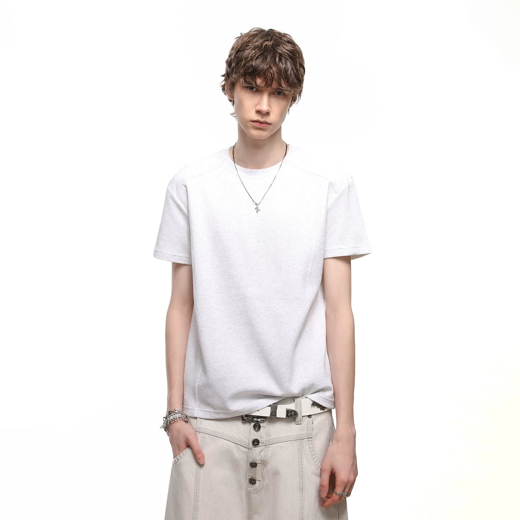 TREND ST American Boxy Edition Short Clean Fit Shoulder Short sleeved T-shirt Men's Summer Solid Color Couple T-shirt