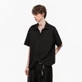 TREND ST Summer Texture Short Sleeve Polo Shirt for Men and Women Retro Loose Couple Casual Collar T-shirt Top