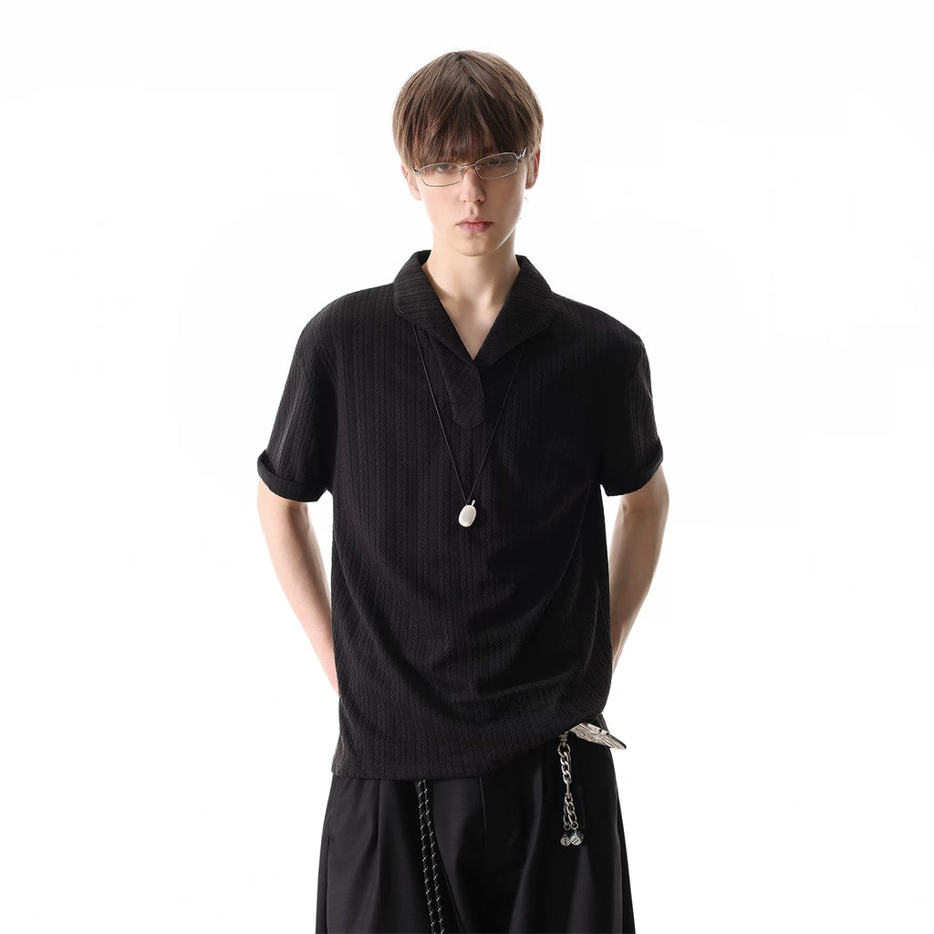 TREND ST old money style new noble texture knitted polo shirt short sleeved men's summer loose couple T-shirt top