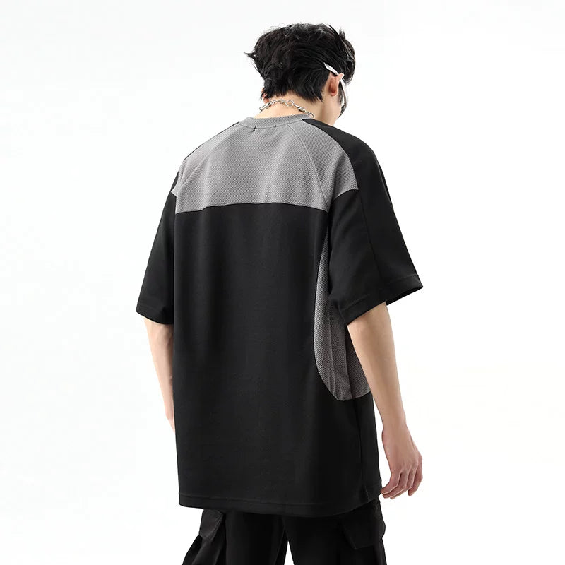 Summer fashion brand contrast color sports jersey design fitness short-sleeved t-shirt for men and women couples loose breathable half-sleeved TEE