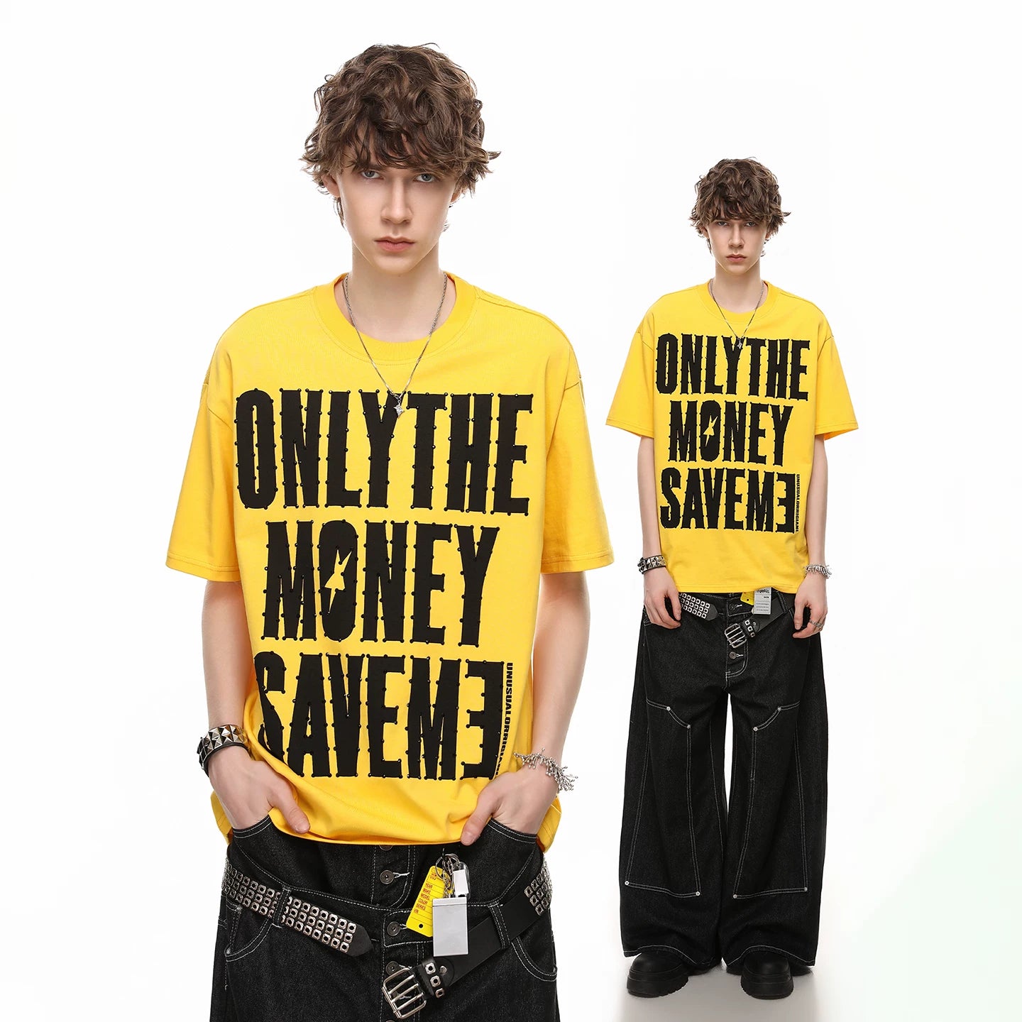 Trendy block American high street design with hot diamond letter print short sleeved T-shirt for men in summer, loose cotton half sleeved tee