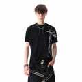 TREND ST Street Cross Shoulder Half High Neck Short Sleeve T-shirt for Men Summer Boxy Version, Slim Fit and Elastic TEE