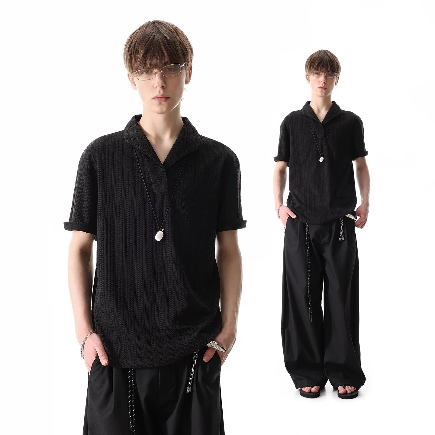 TREND ST old money style new noble texture knitted polo shirt short sleeved men's summer loose couple T-shirt top