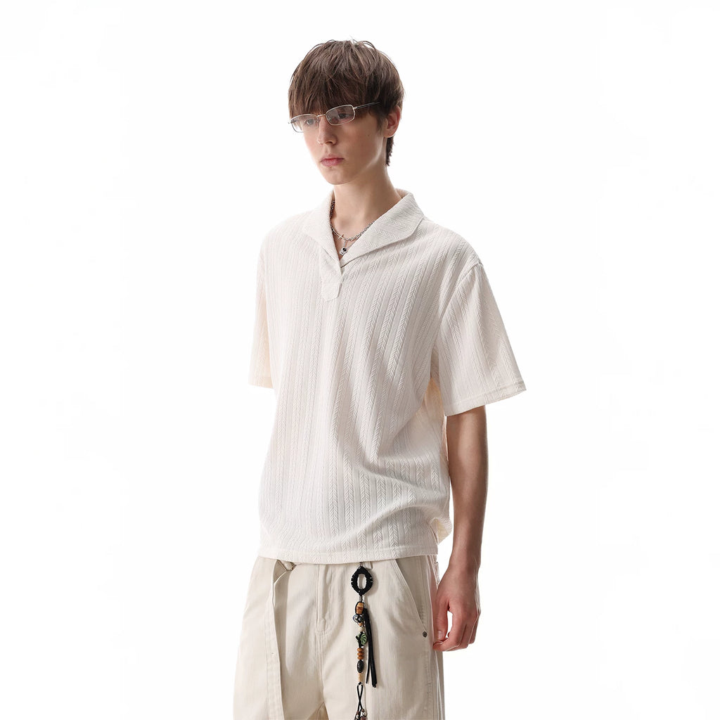 TREND ST old money style clean fit short sleeved T-shirt men's summer polo shirt new noble texture knitted top