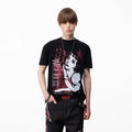TREND ST Street Light Asian Punk Character Printed Short sleeved T-shirt for Men and Women Summer Boxy Shoulder Couple Top