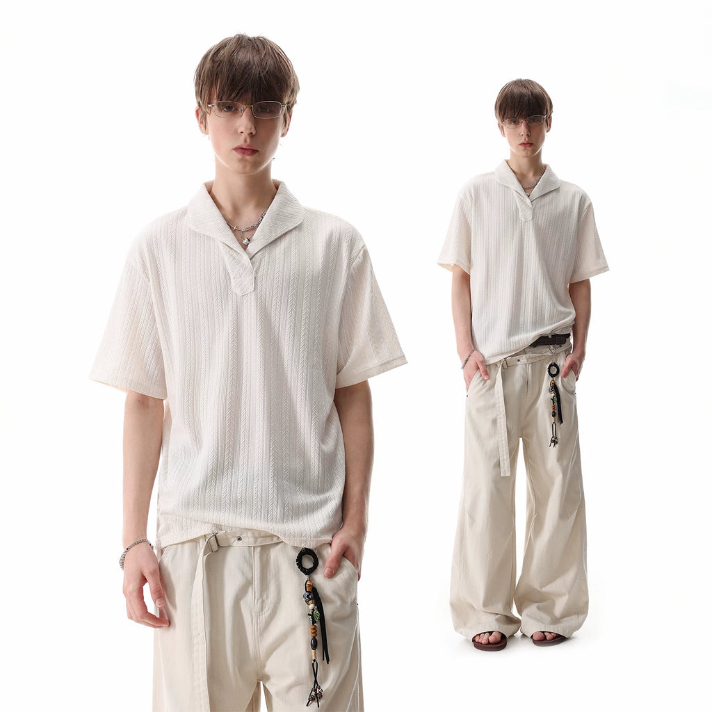 TREND ST old money style clean fit short sleeved T-shirt men's summer polo shirt new noble texture knitted top
