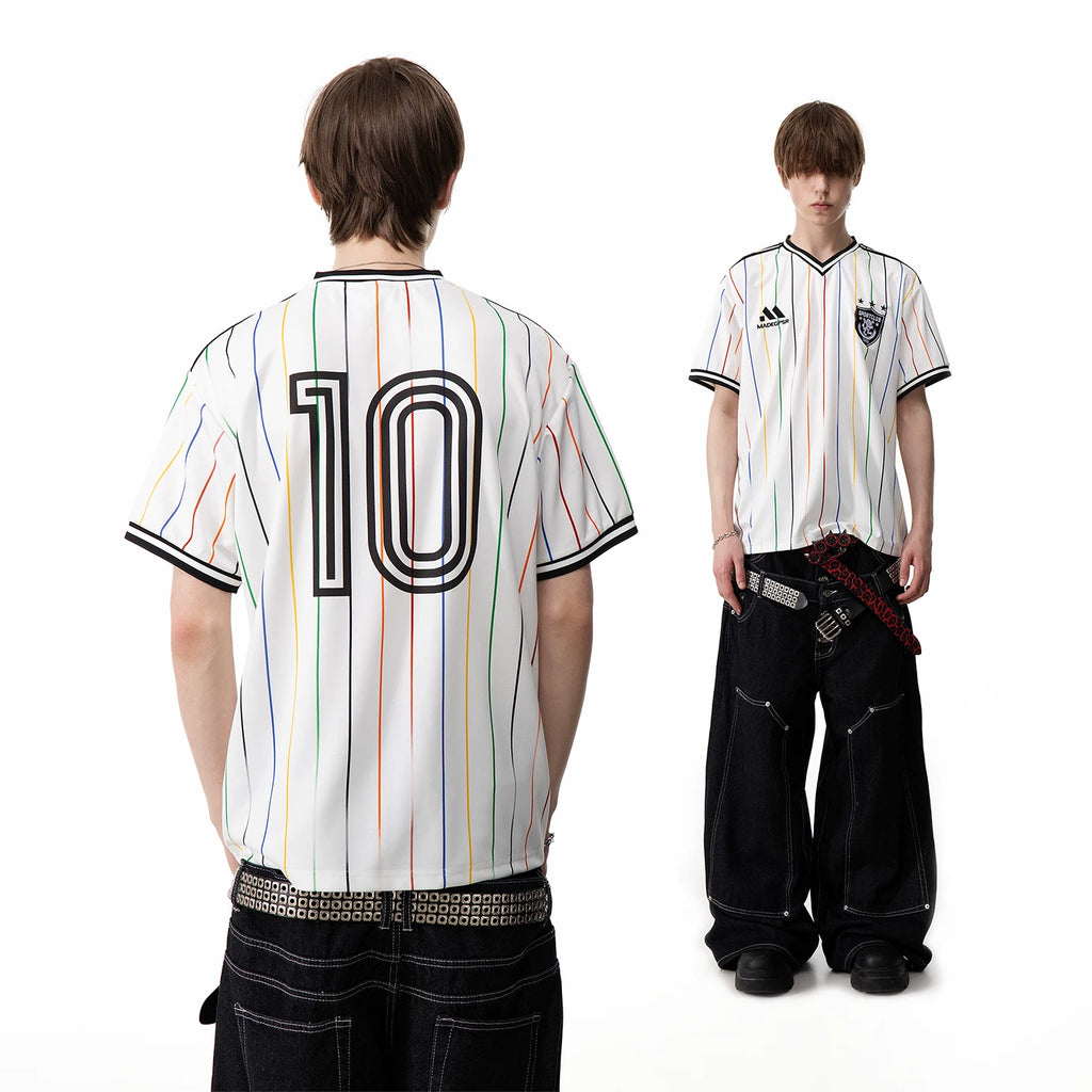 TREND ST2026 FIFA World Cup No. 10 jersey, V-neck striped jersey, men's and women's summer sports short sleeved T-shirt