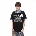 Trendy Street American Retro Checkered Collar T-shirt Men's Summer Loose Design Printed Polo Shirt Short Sleeve