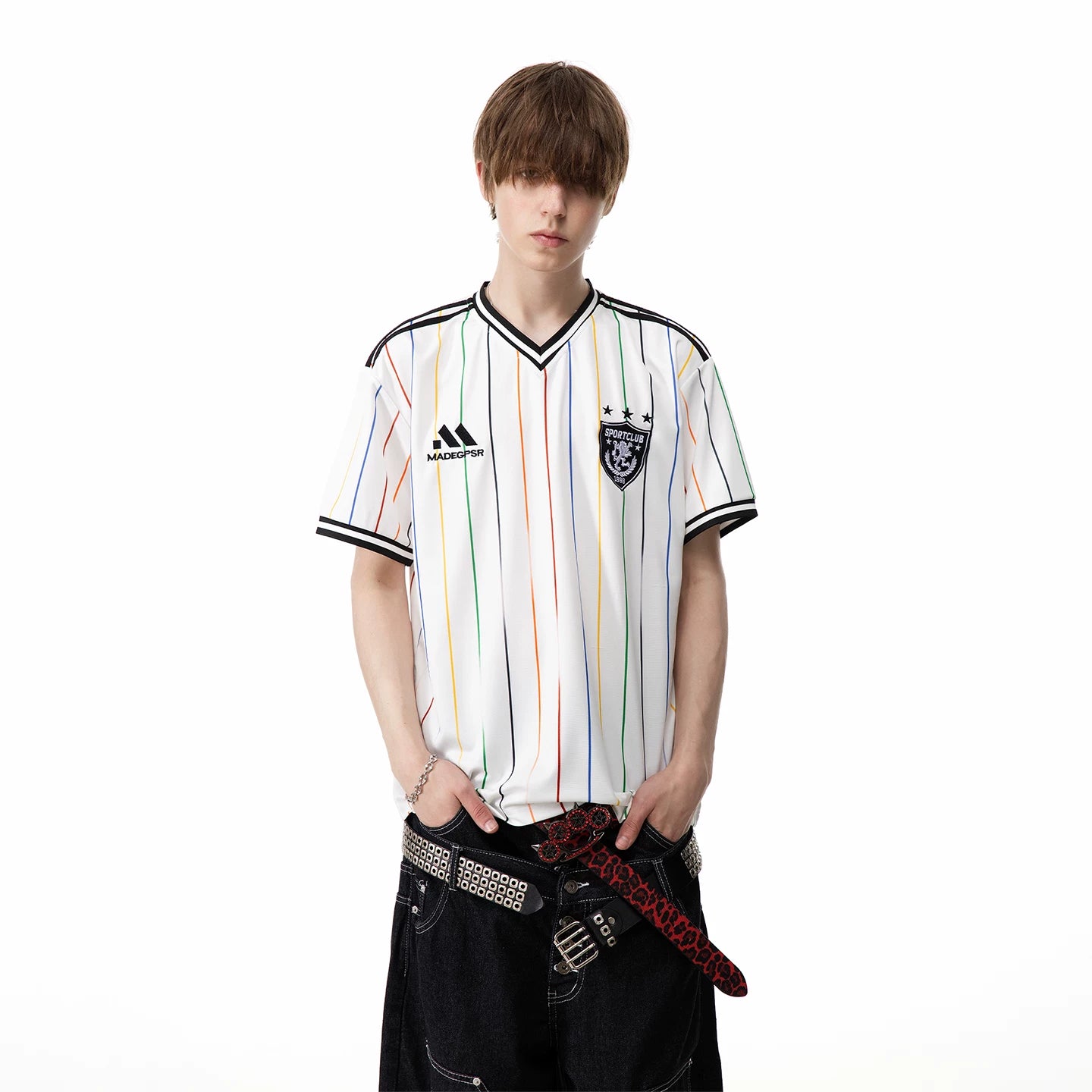 TREND ST2026 FIFA World Cup No. 10 jersey, V-neck striped jersey, men's and women's summer sports short sleeved T-shirt