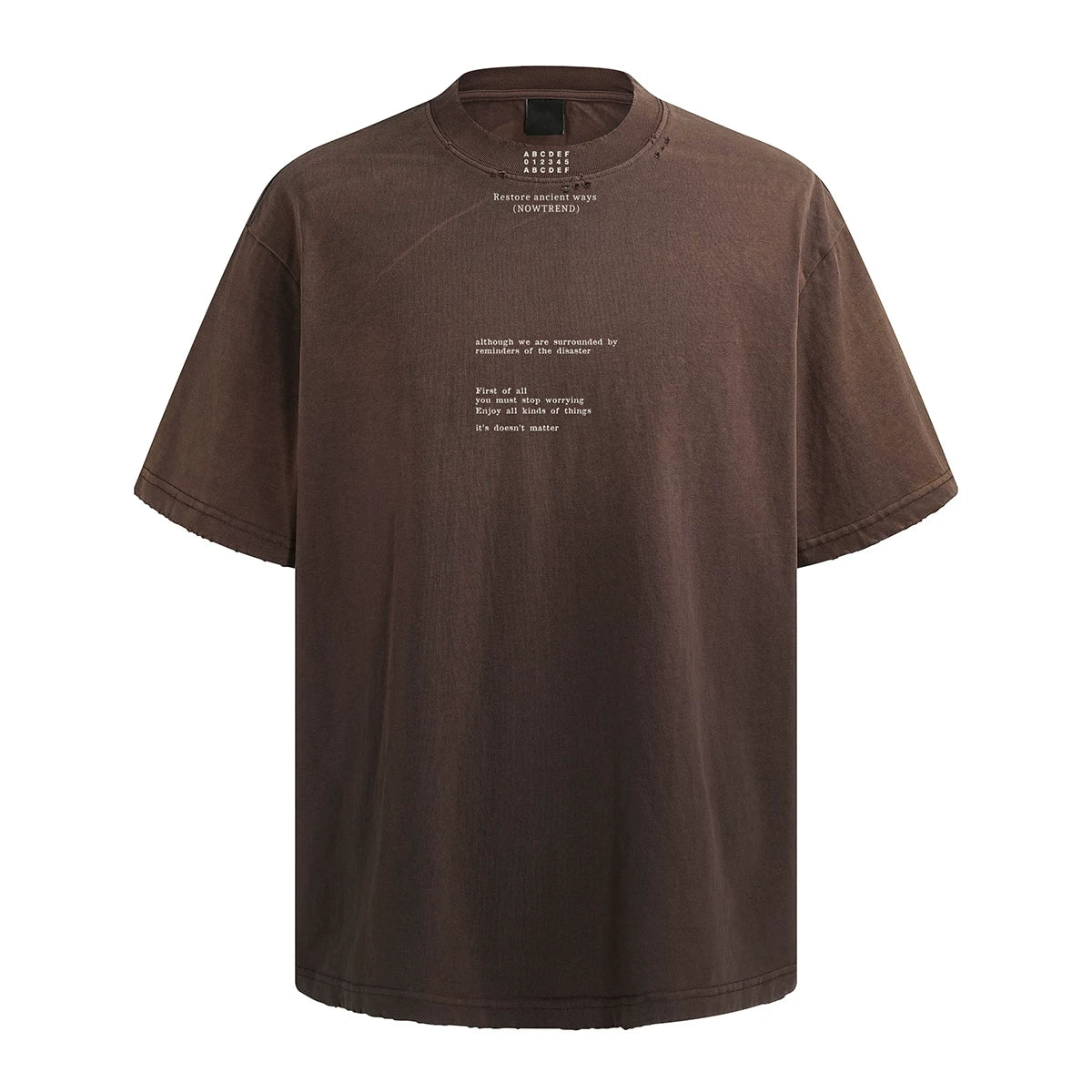 300g Heavy duty Small Collar T-shirt Men's Trendy Brand Loose Letter Pure Cotton Short Sleeve High Weight Remake Old Gradient T-shirt Summer